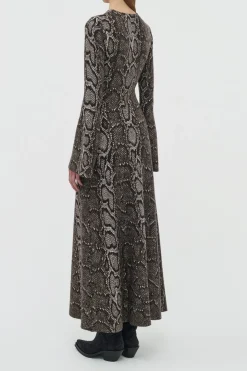 Aalia Knit Maxi Dress in Greyscale Cashmere Silk