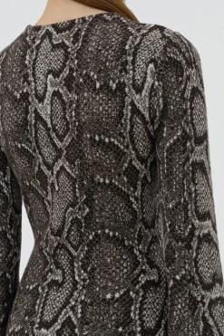 Aalia Knit Maxi Dress in Greyscale Cashmere Silk