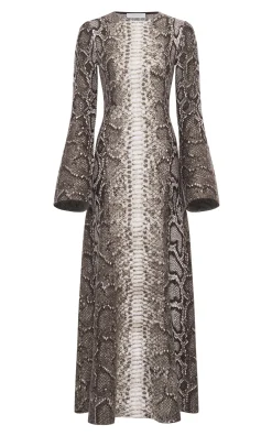 Aalia Knit Maxi Dress in Greyscale Cashmere Silk