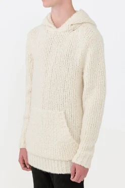 Aditi Knit Hoodie in Ivory Cashmere Boucle