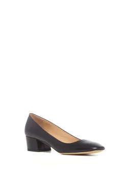 Agathe Low Heel Pump in Black Leather