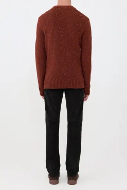 Ailis Knit Cardigan in Burnt Sienna Multi Speckled Aran Cashmere