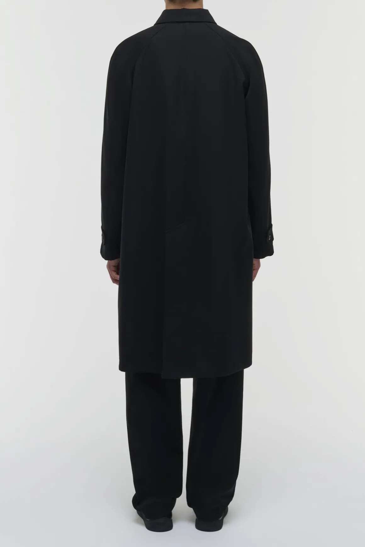 Alain Reversible Trench Coat in Black Cotton Twill & Electric Navy Virgin Wool