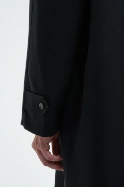Alain Reversible Trench Coat in Black Cotton Twill & Electric Navy Virgin Wool