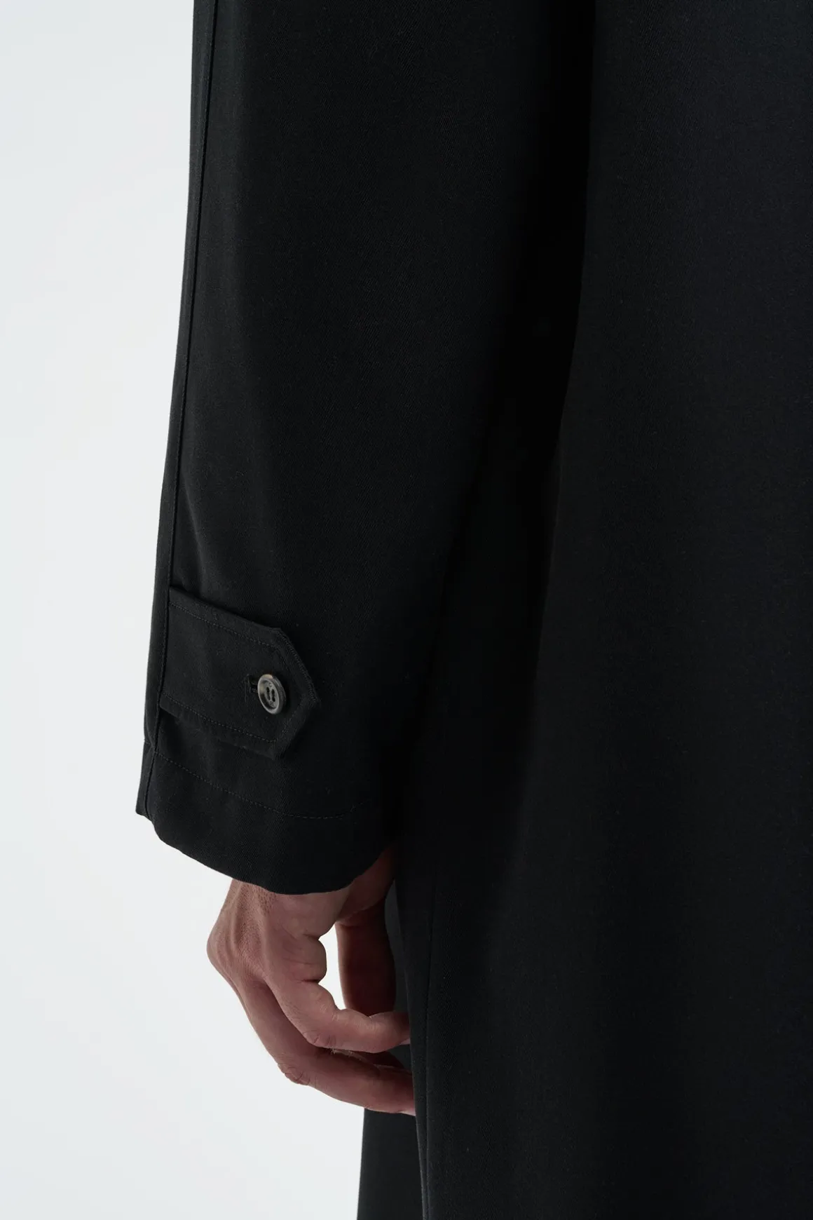 Alain Reversible Trench Coat in Black Cotton Twill & Electric Navy Virgin Wool