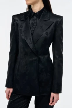 Aleah Blazer in Black Embroidered Silk