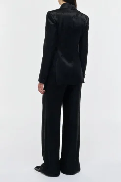 Aleah Blazer in Black Embroidered Silk