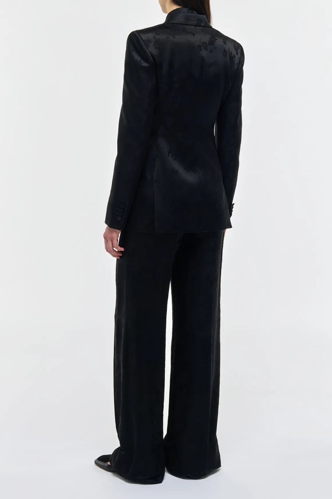 Aleah Blazer in Black Embroidered Silk