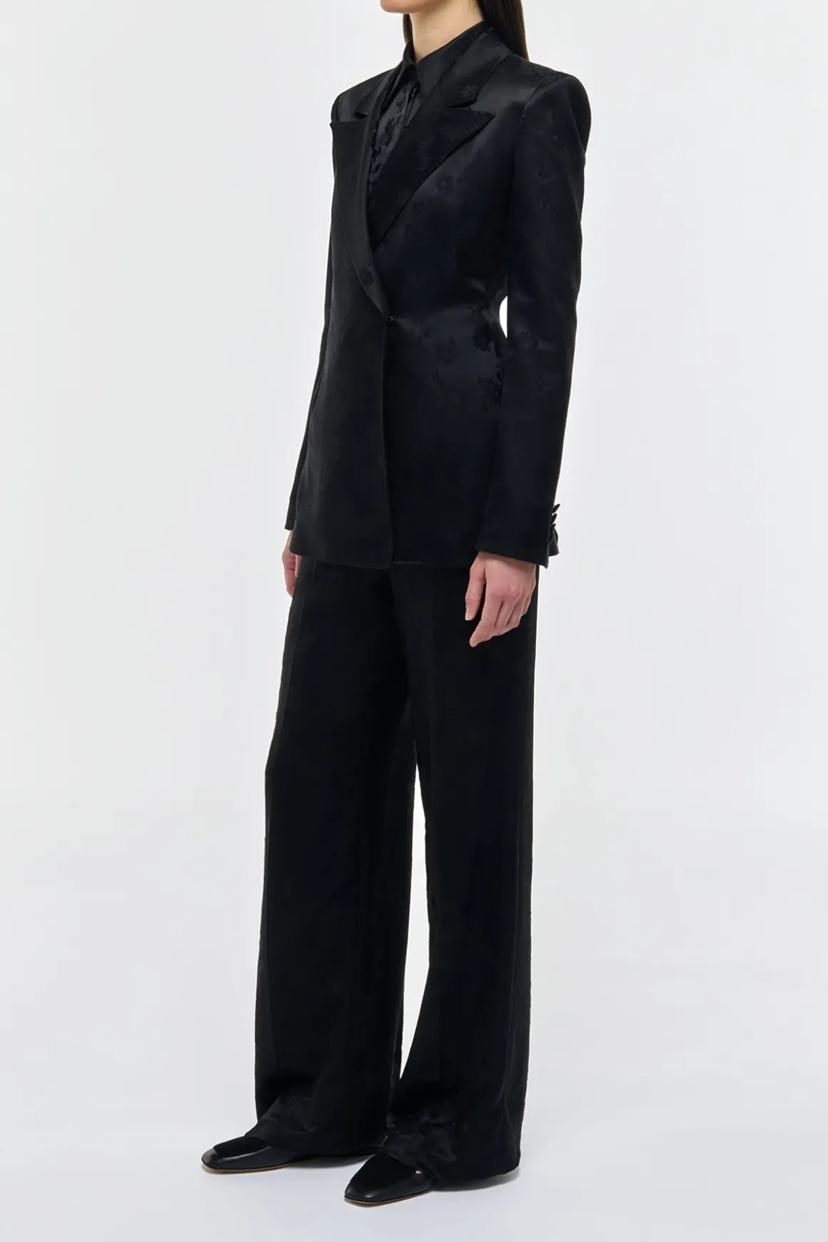Aleah Blazer in Black Embroidered Silk