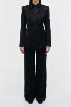 Aleah Blazer in Black Embroidered Silk