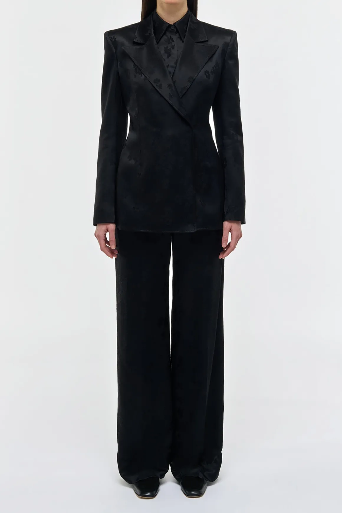 Aleah Blazer in Black Embroidered Silk