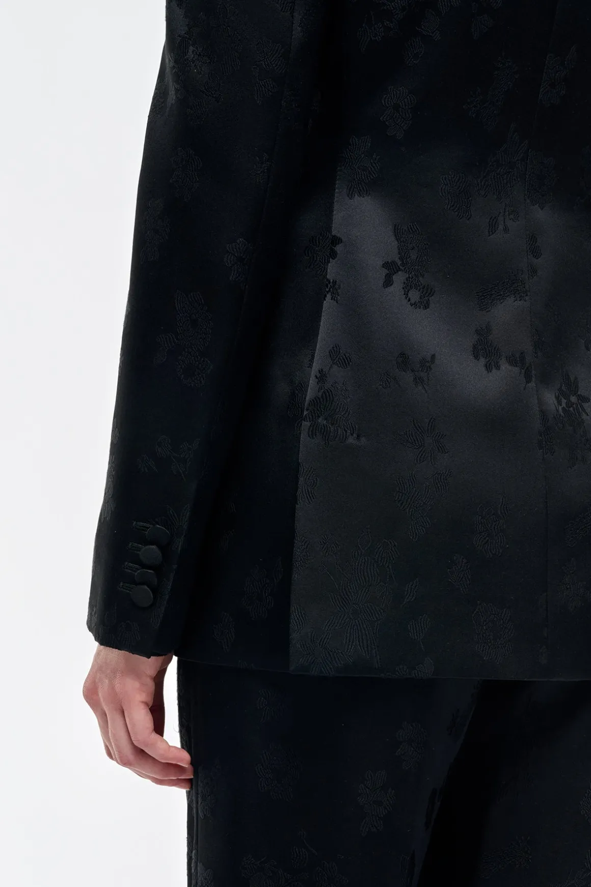 Aleah Blazer in Black Embroidered Silk