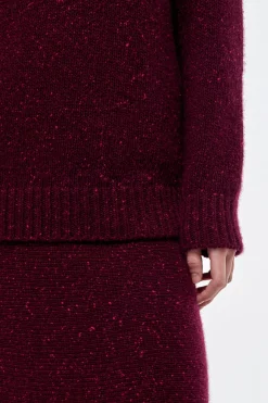 Alfie Knit Sweater in Bordeaux Speckled Aran Cashmere