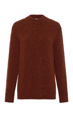 Alfie Knit Sweater in Burnt Sienna Multi Speckle Aran Cashmere