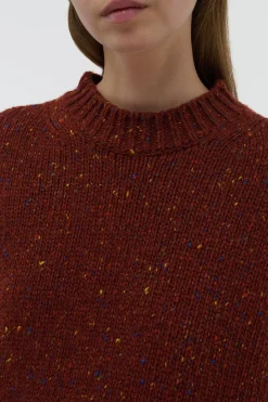 Alfie Knit Sweater in Burnt Sienna Multi Speckle Aran Cashmere