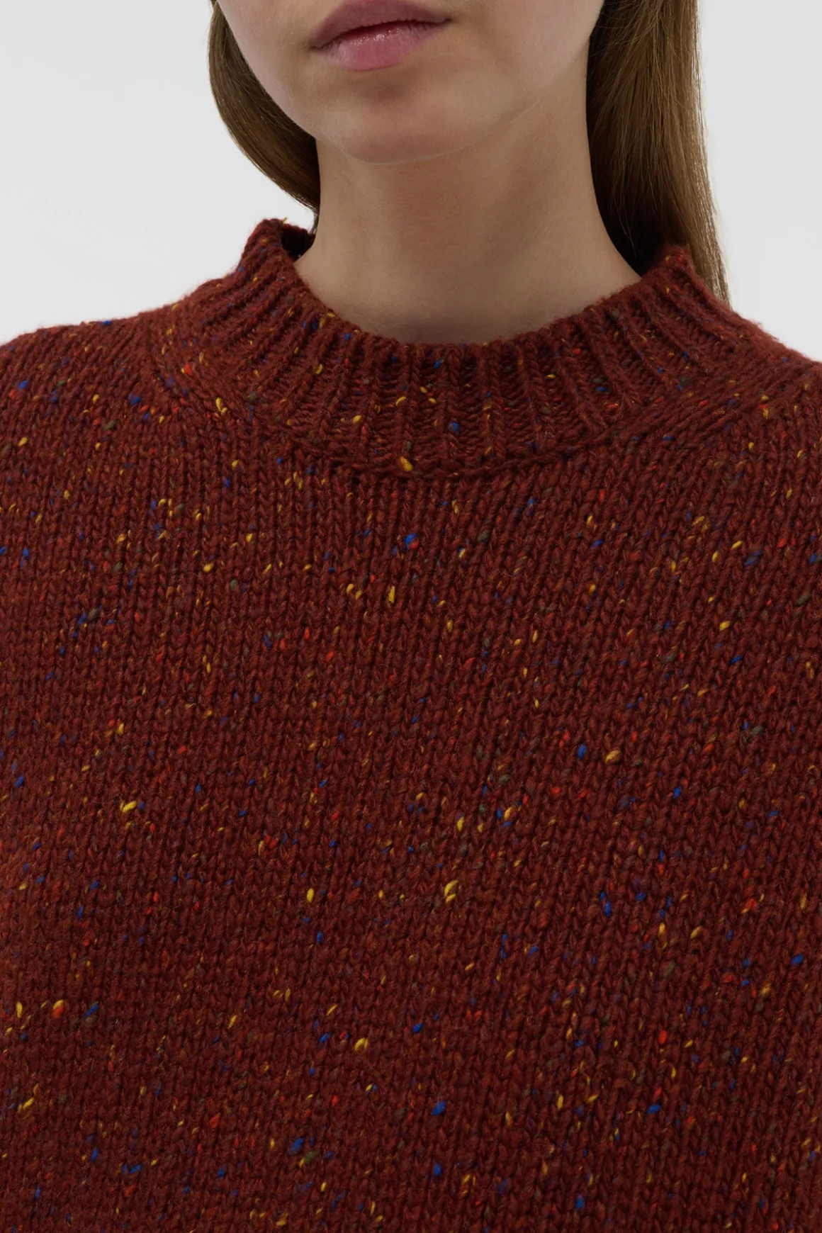 Alfie Knit Sweater in Burnt Sienna Multi Speckle Aran Cashmere