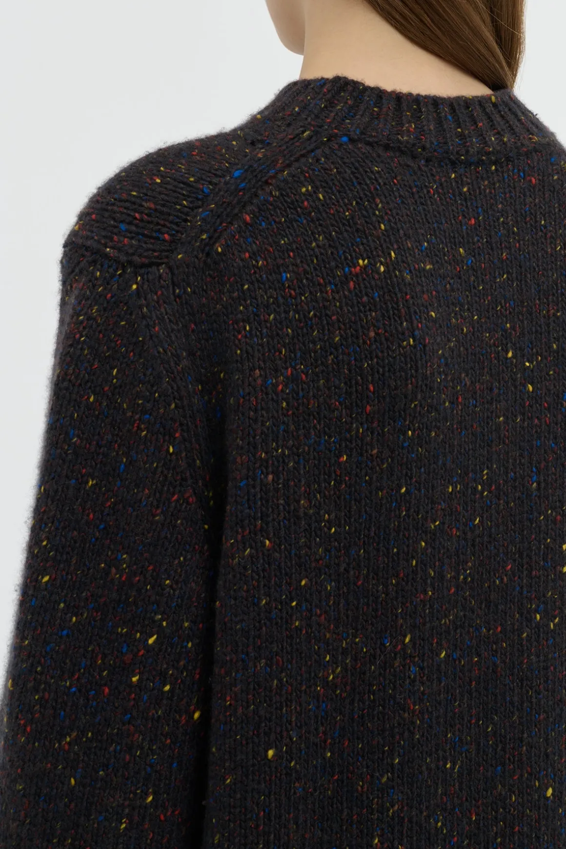 Alfie Knit Sweater in Charcoal Multi Speckled Aran Cashmere