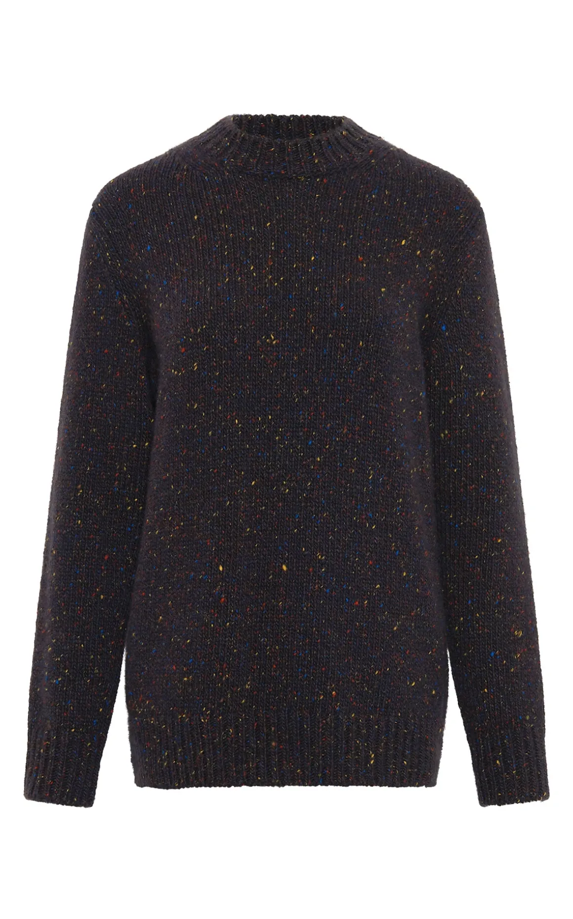 Alfie Knit Sweater in Charcoal Multi Speckled Aran Cashmere