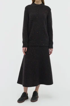 Alfie Knit Sweater in Charcoal Multi Speckled Aran Cashmere