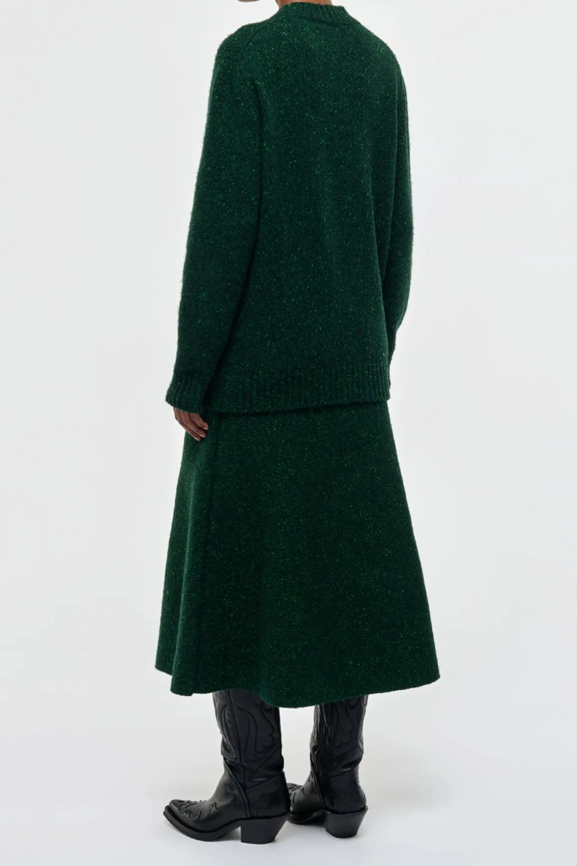 Alfie Knit Sweater in English Green Speckled Aran Cashmere