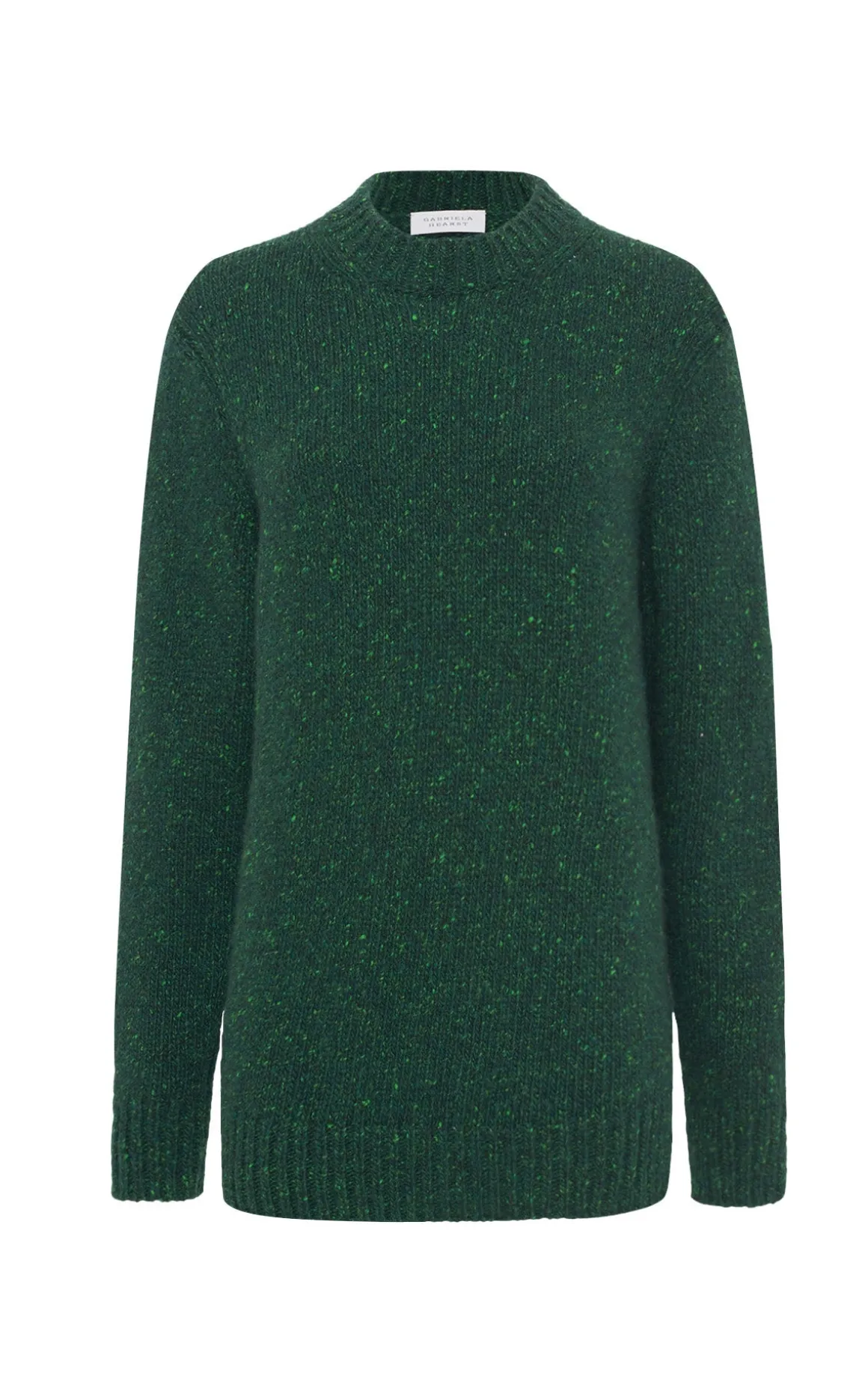 Alfie Knit Sweater in English Green Speckled Aran Cashmere