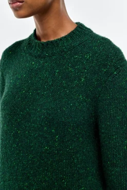 Alfie Knit Sweater in English Green Speckled Aran Cashmere