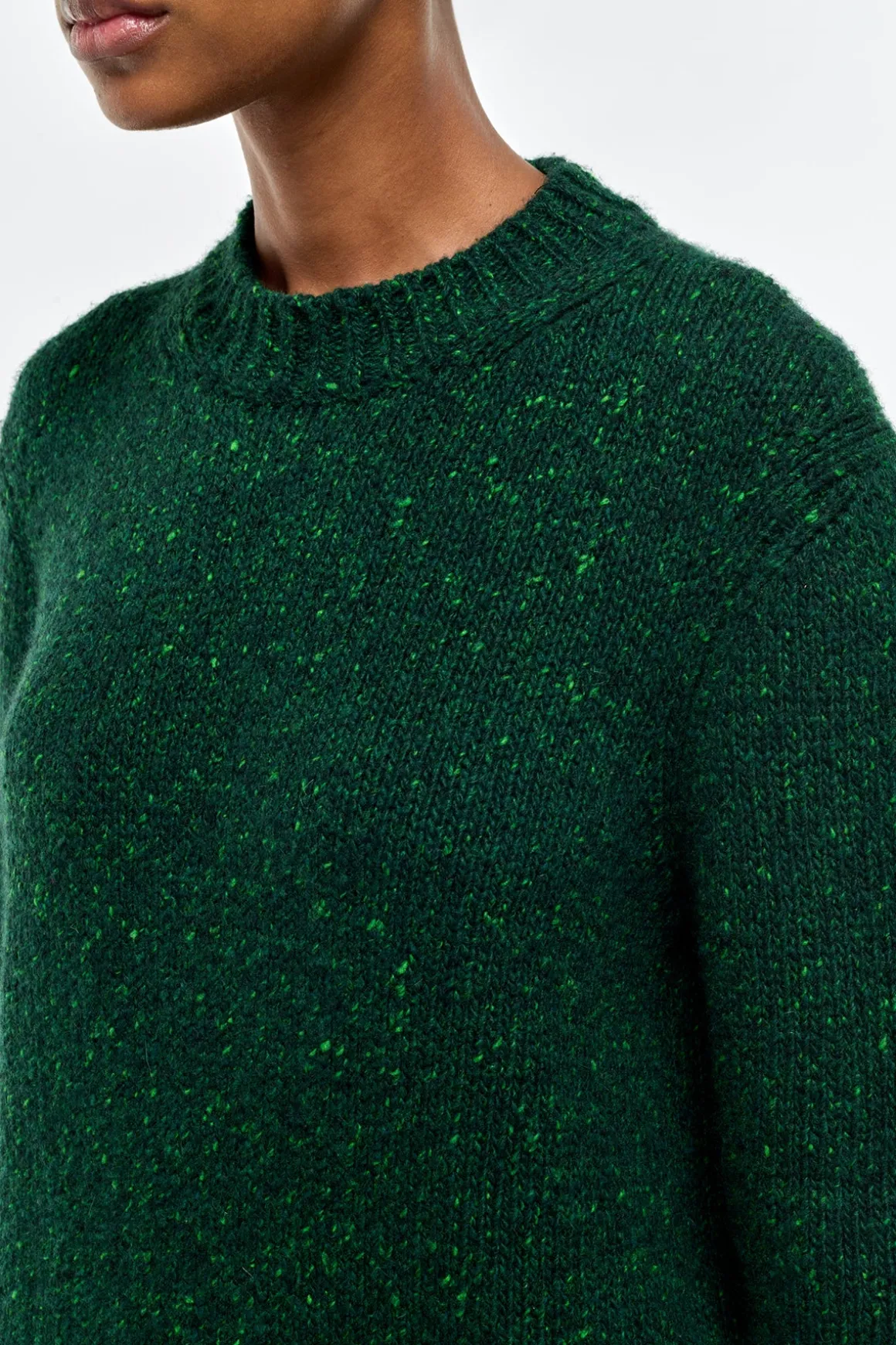 Alfie Knit Sweater in English Green Speckled Aran Cashmere