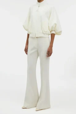 Aluin Jacket in Ivory Virgin Wool Crepe