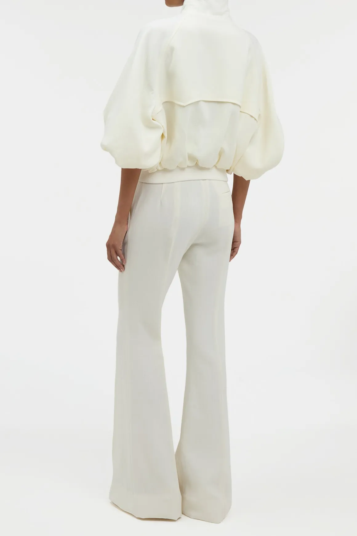 Aluin Jacket in Ivory Virgin Wool Crepe