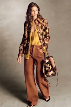 Aluma Patchwork Stars Shirt in Mutli Nappa Leather