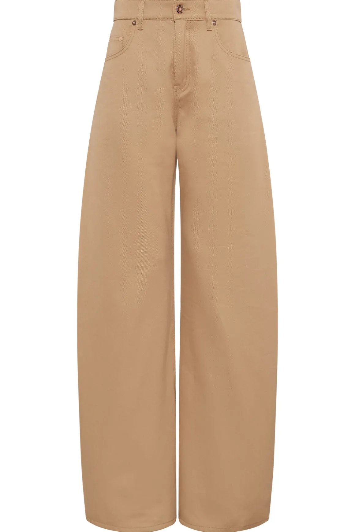 Amoret Barrel-leg Jean in Camel Sea Island Cotton Twill