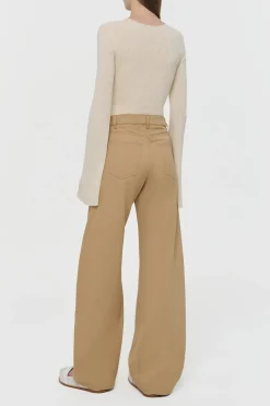 Amoret Barrel-leg Jean in Camel Sea Island Cotton Twill