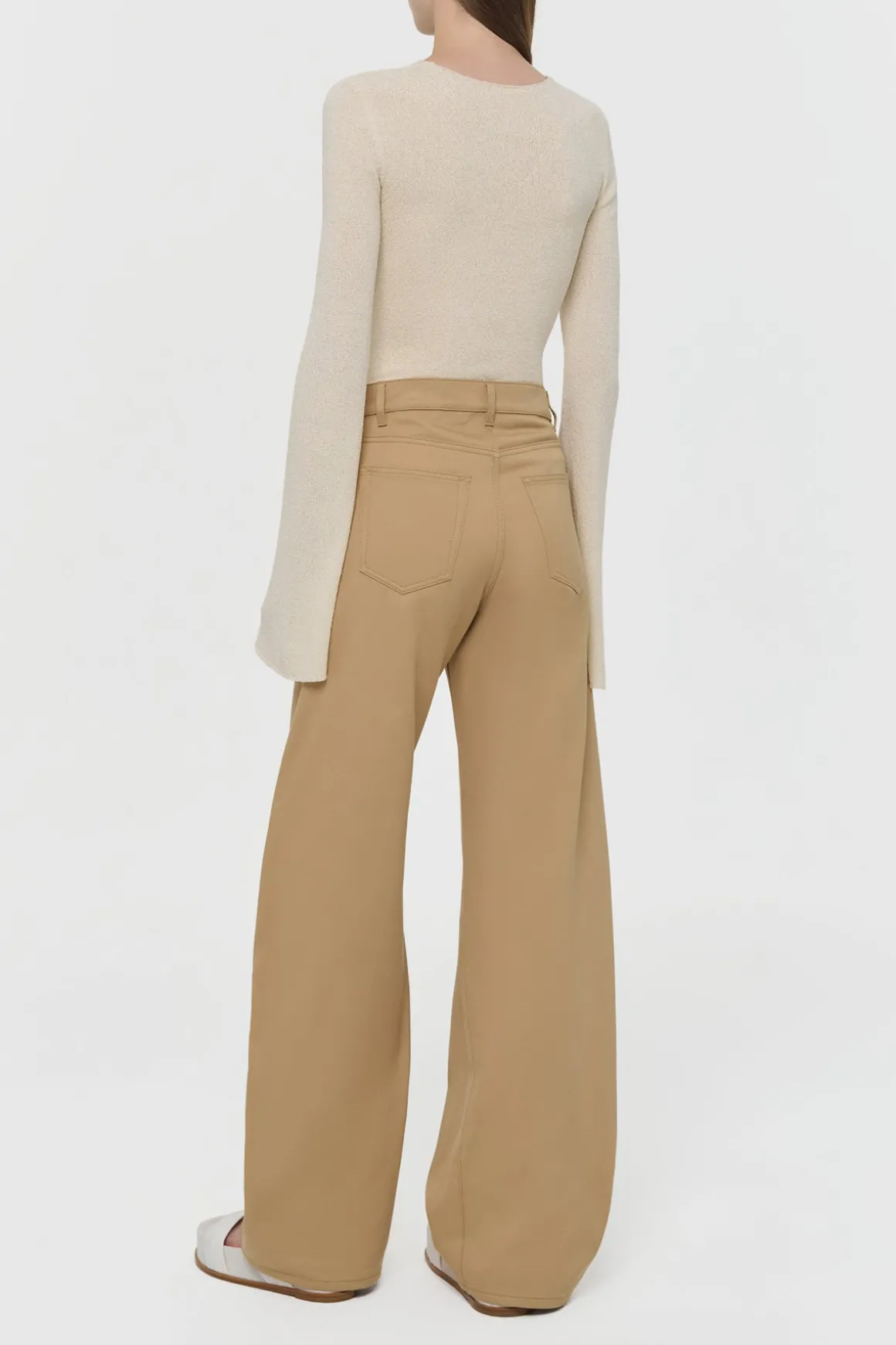 Amoret Barrel-leg Jean in Camel Sea Island Cotton Twill