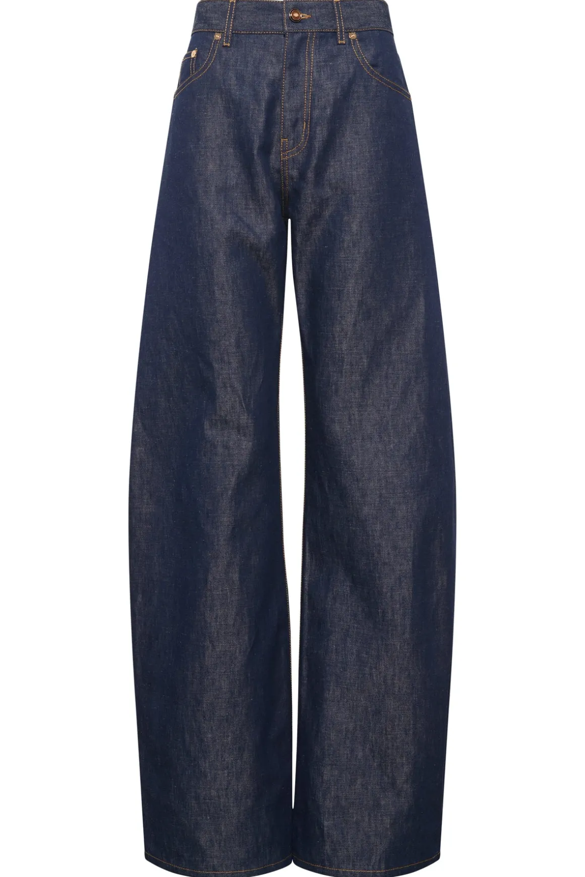 Amoret Barrel-leg Jean in Indigo Blue Recycled Cotton Linen Denim