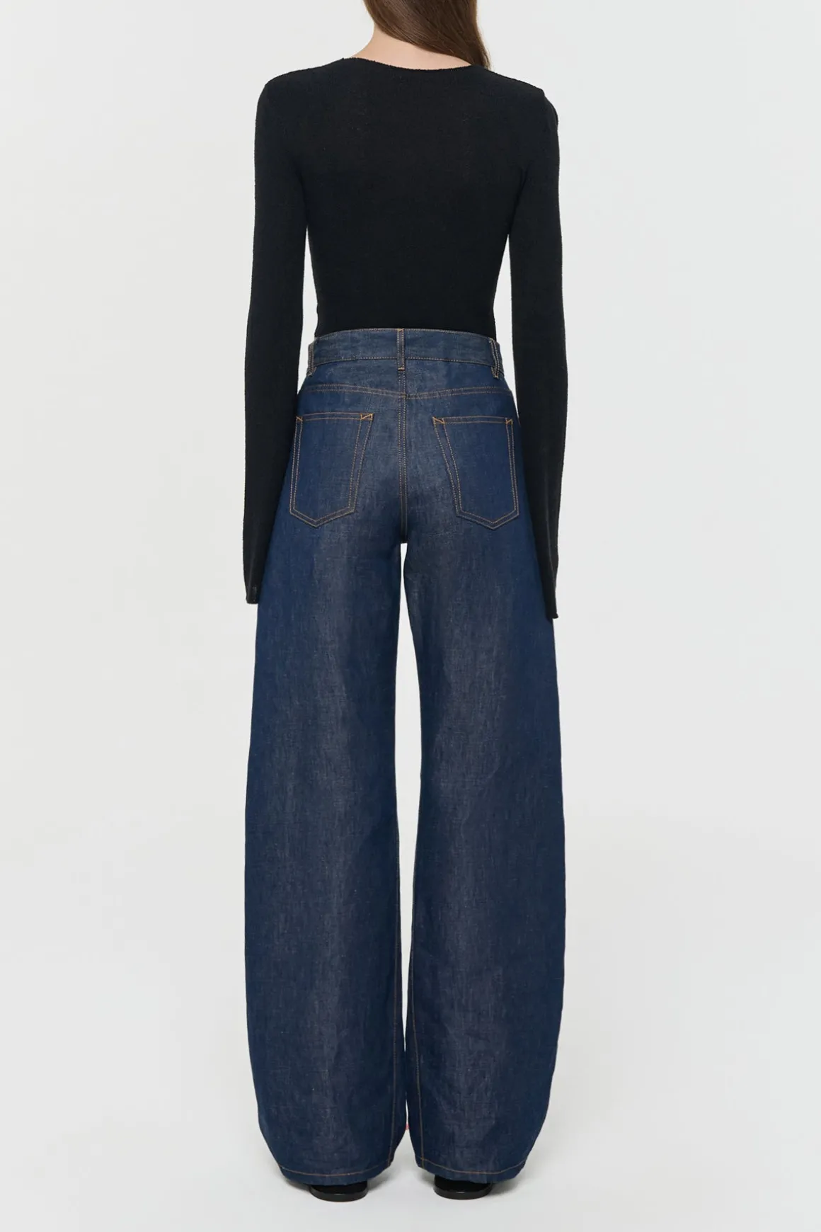 Amoret Barrel-leg Jean in Indigo Blue Recycled Cotton Linen Denim