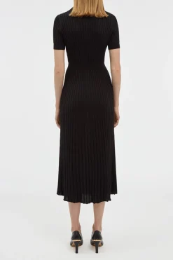 Amor Knit Midi Dress in Black Cashmere Silk