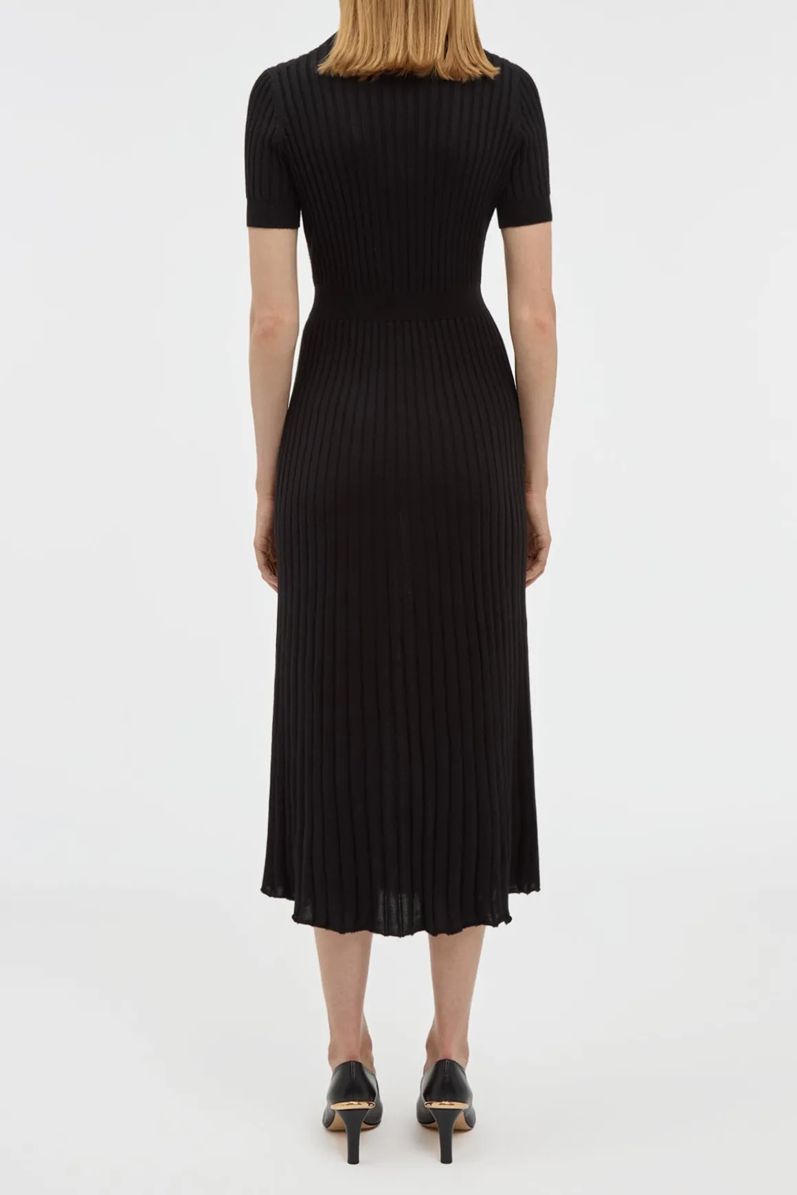 Amor Knit Midi Dress in Black Cashmere Silk