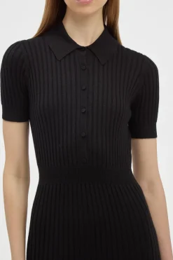 Amor Knit Midi Dress in Black Cashmere Silk