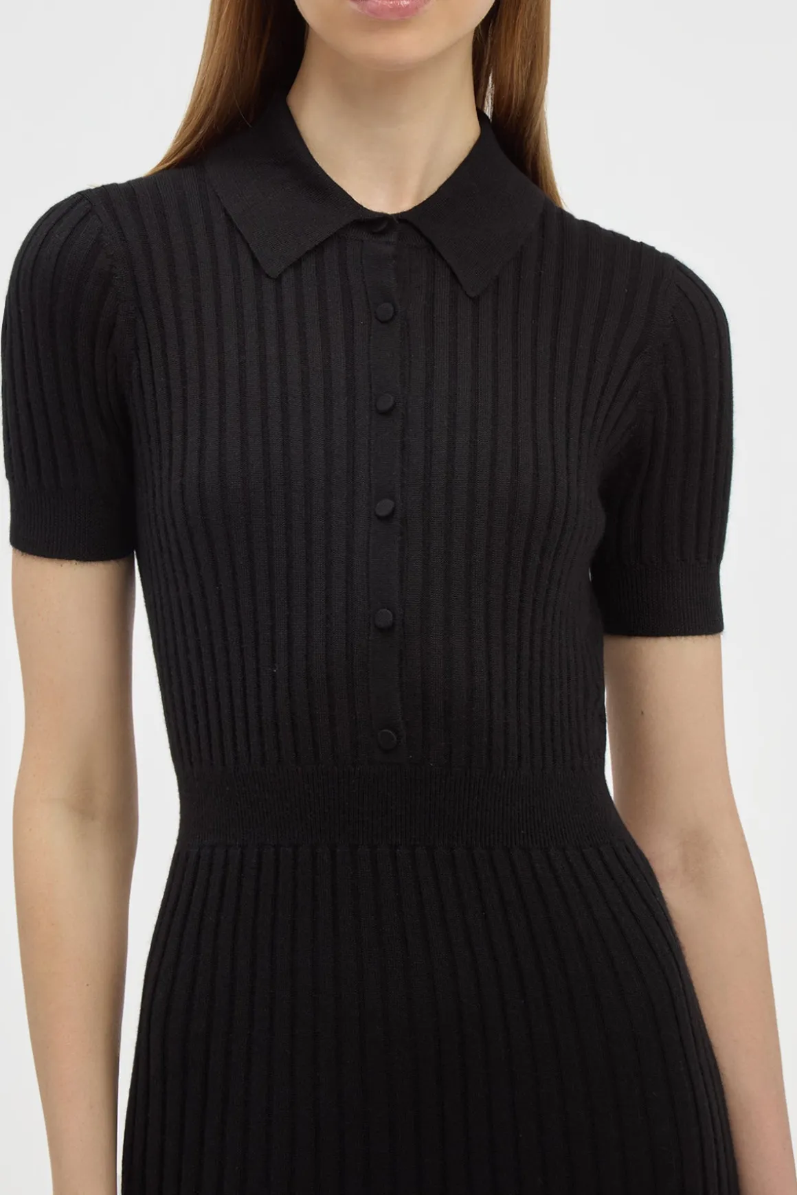 Amor Knit Midi Dress in Black Cashmere Silk