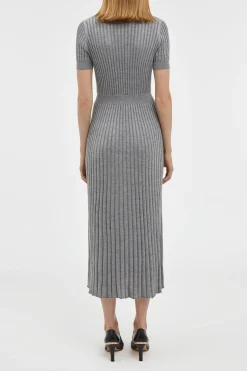 Amor Knit Midi Dress in Heather Grey Cashmere Silk