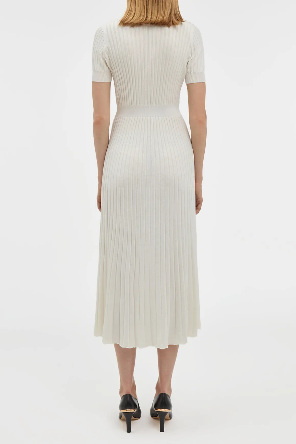 Amor Knit Midi Dress in Ivory Cashmere Silk