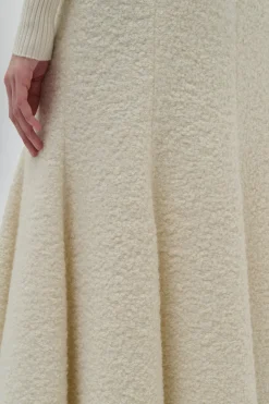 Amy Midi Skirt in Ivory Recycled Cashmere Boucle