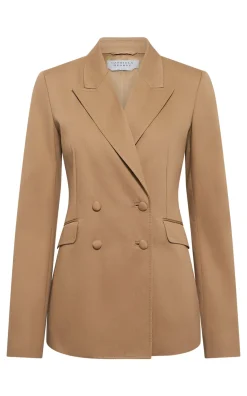 Angela Blazer in Camel Light Sea Island Cotton Twill