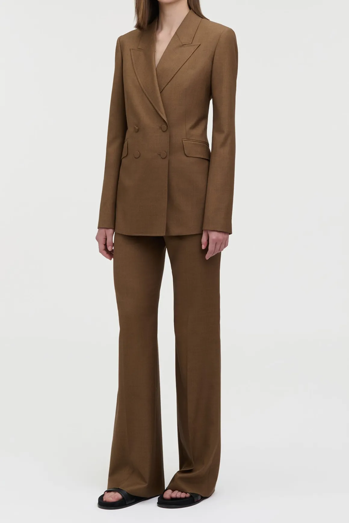 Angela Blazer in Chestnut Wool Silk