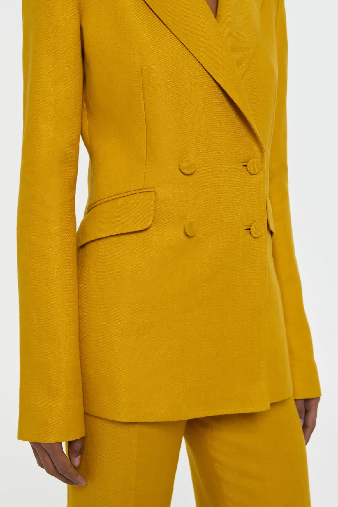 Angela Blazer in Golden Birch Linen Twill