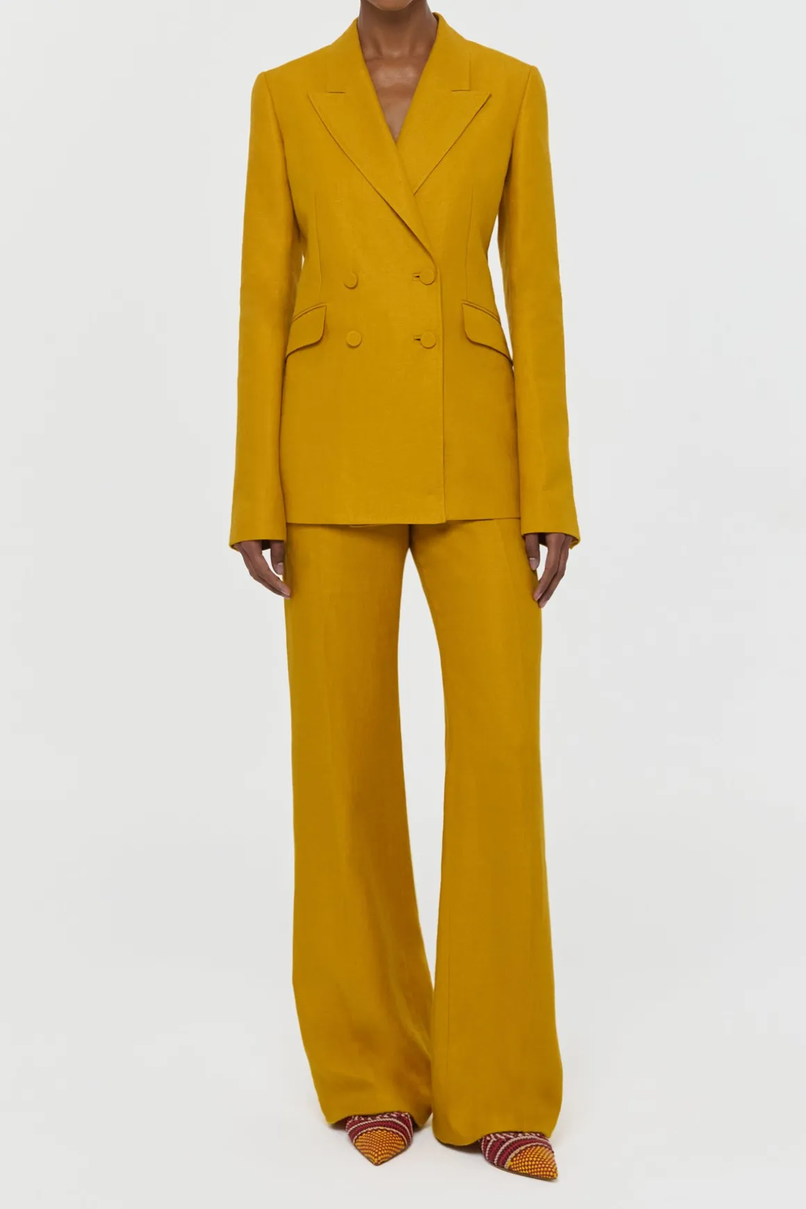 Angela Blazer in Golden Birch Linen Twill
