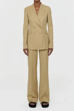 Angela Blazer in Hay Virgin Wool Silk with Linen