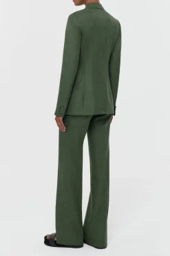 Angela Blazer in Olive Virgin Wool Silk with Linen