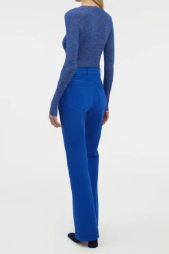 Anges Knit Henley in Cobalt Cashmere Silk with Hemp