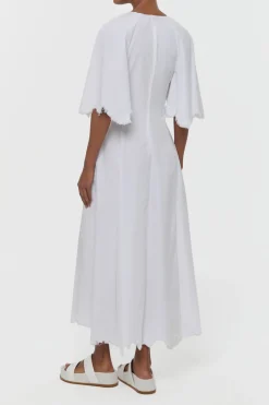Ansel Midi Dress in White Sea Island Cotton